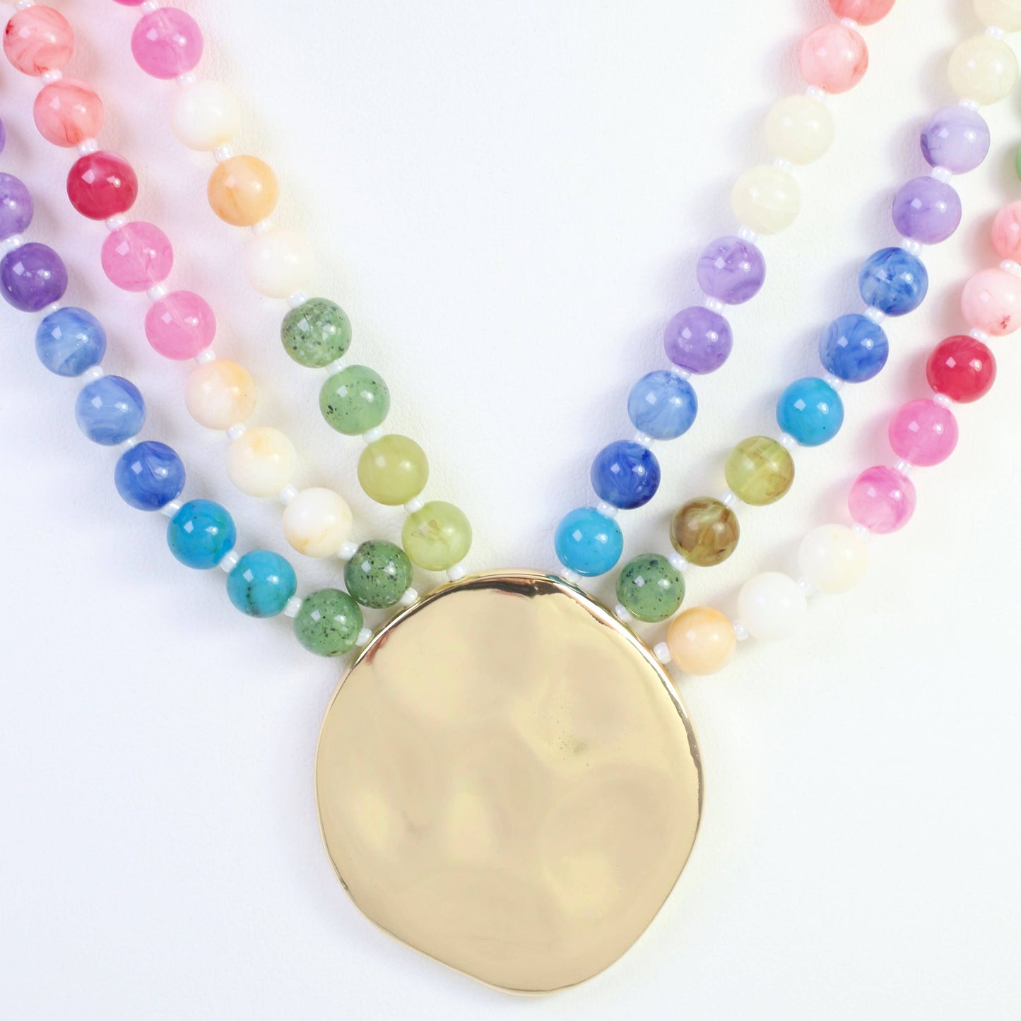 Kori Beaded Layered Necklace with Pendant Multi by Caroline Hill