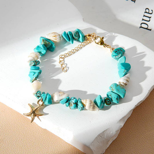 Natural Gravel Beach Conch Shell Handmade Alloy Bracelet