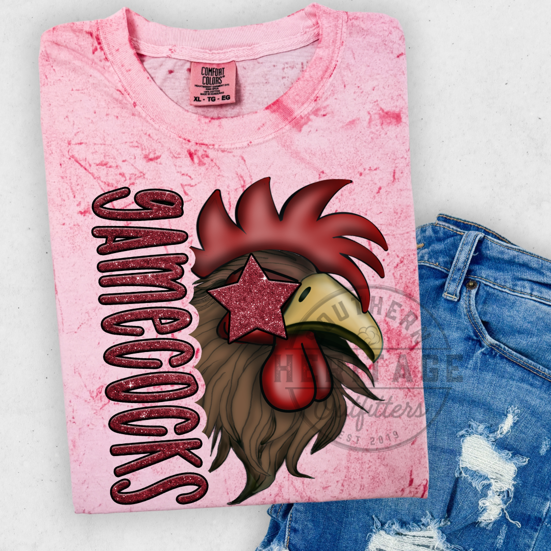 Cocky Faux Glitter Mascot Tee