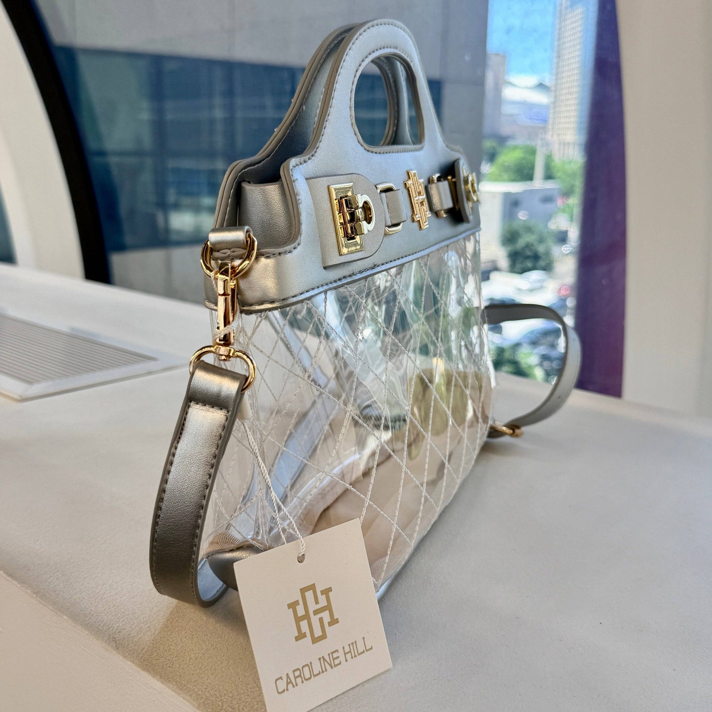 Ivy Clear Bag- Silver- by Caroline Hill
