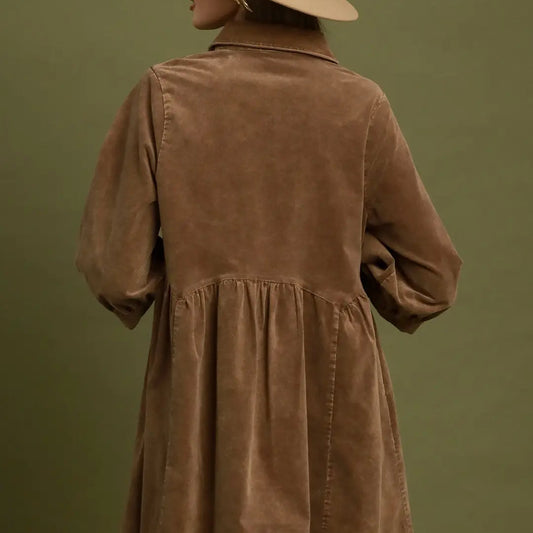 Mineral Wash Button Front Babydoll Shirt Dress