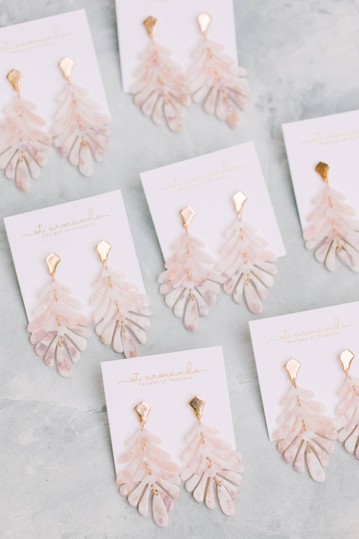 Pink Petite Palm Statement Drop Earrings