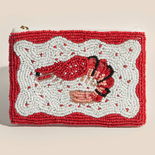 Seed Beaded Sea Life Sea Shrimp Coin Purse