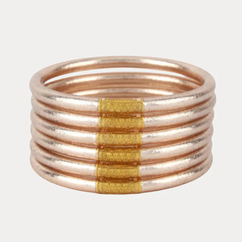 BuDhaGirl Champagne All Weather Bangles (Set of 6) -Extra Large