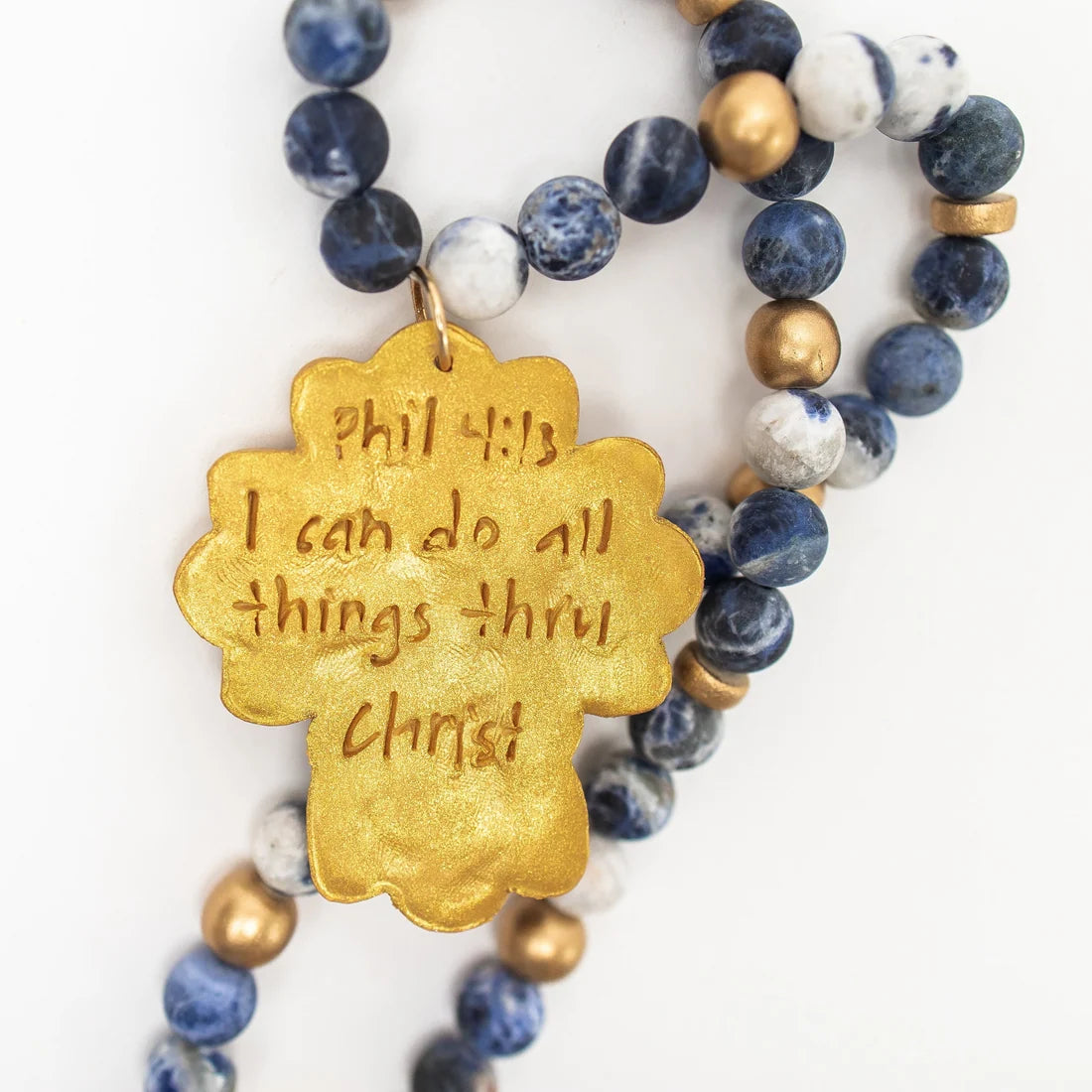 Blue Sodalite with Cherrie Cross Necklace by Hidden Truth