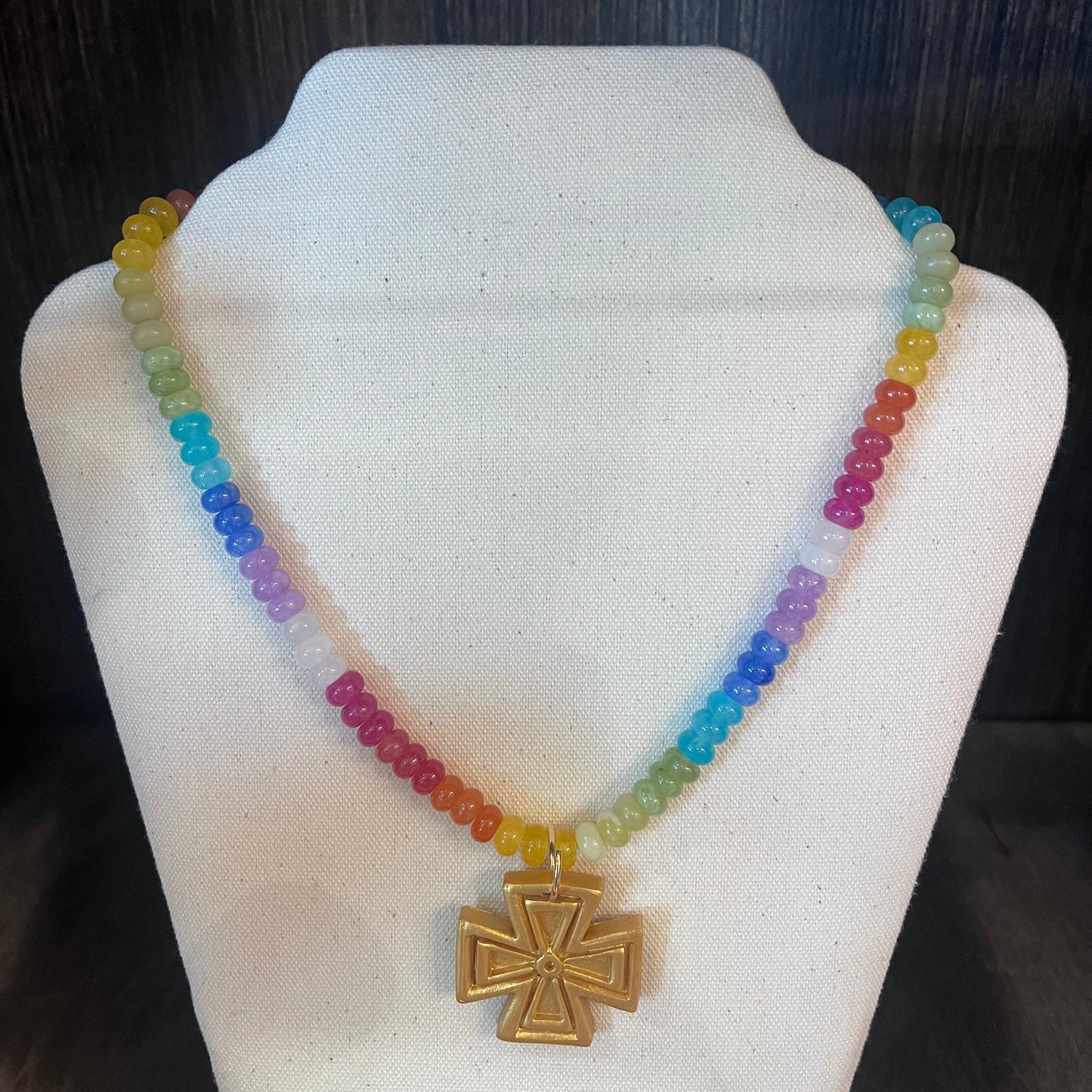 Rainbow Rondelles with Anna Cross- Necklace 18"