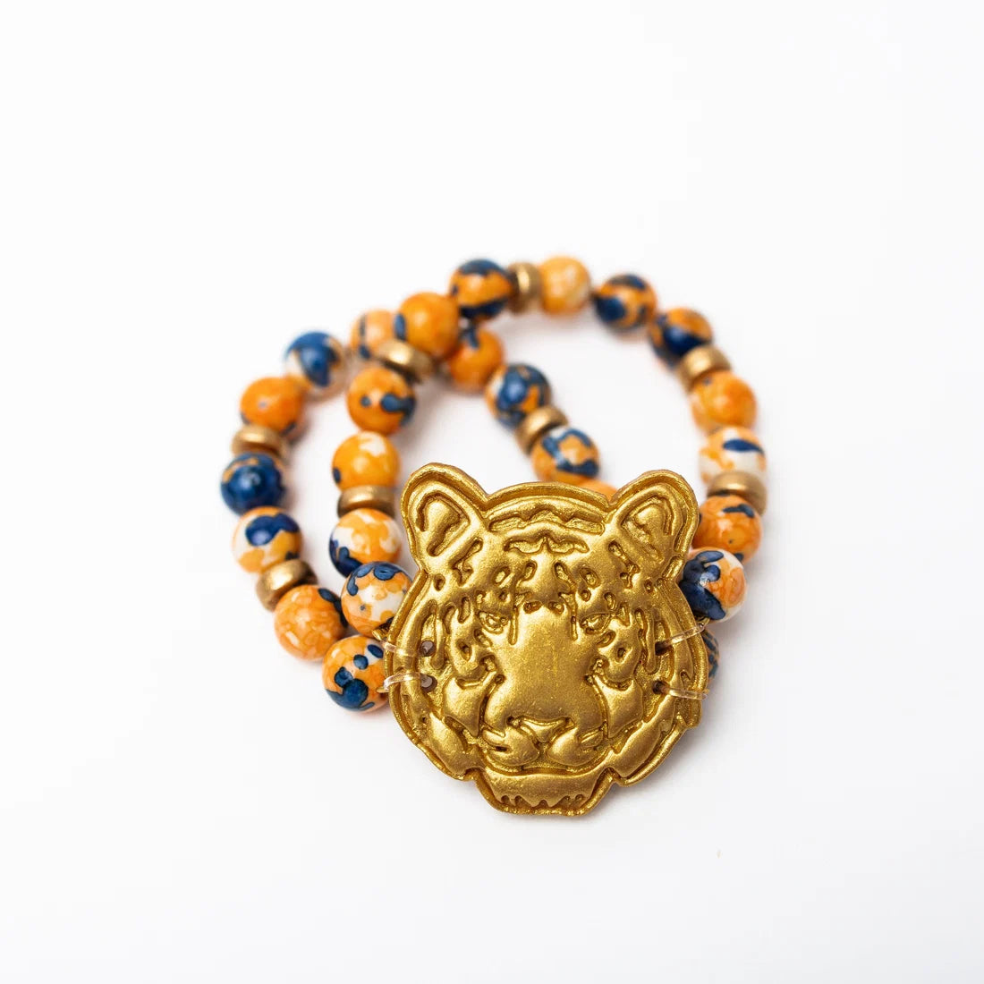 Orange and Purple Double Rainflower Jasper and Tiger Bracelet