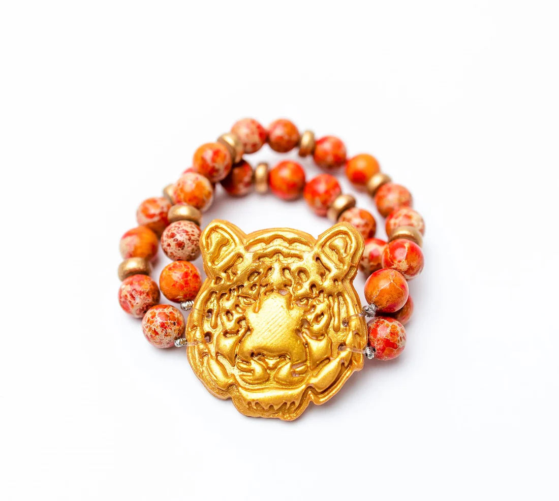 Orange Jasper Double Strand Tiger Bracelet by Hidden Truth