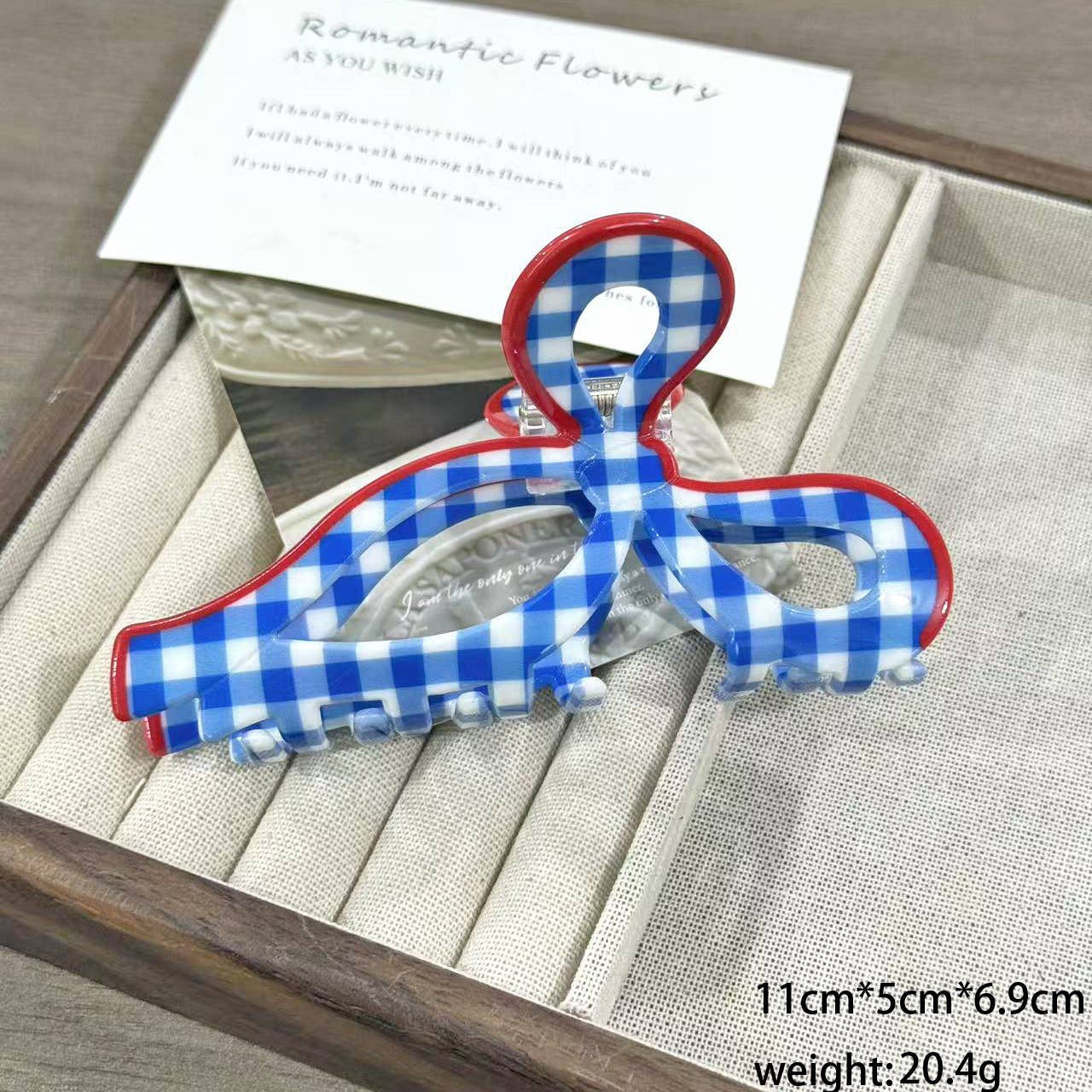 Gingham Bow Hair Claw