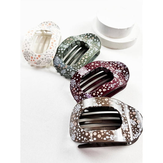 Ditsy Floral Oval Flat Hair Claw