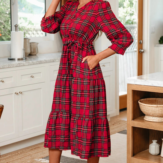 Holly & Joy Plaid Midi Dress π