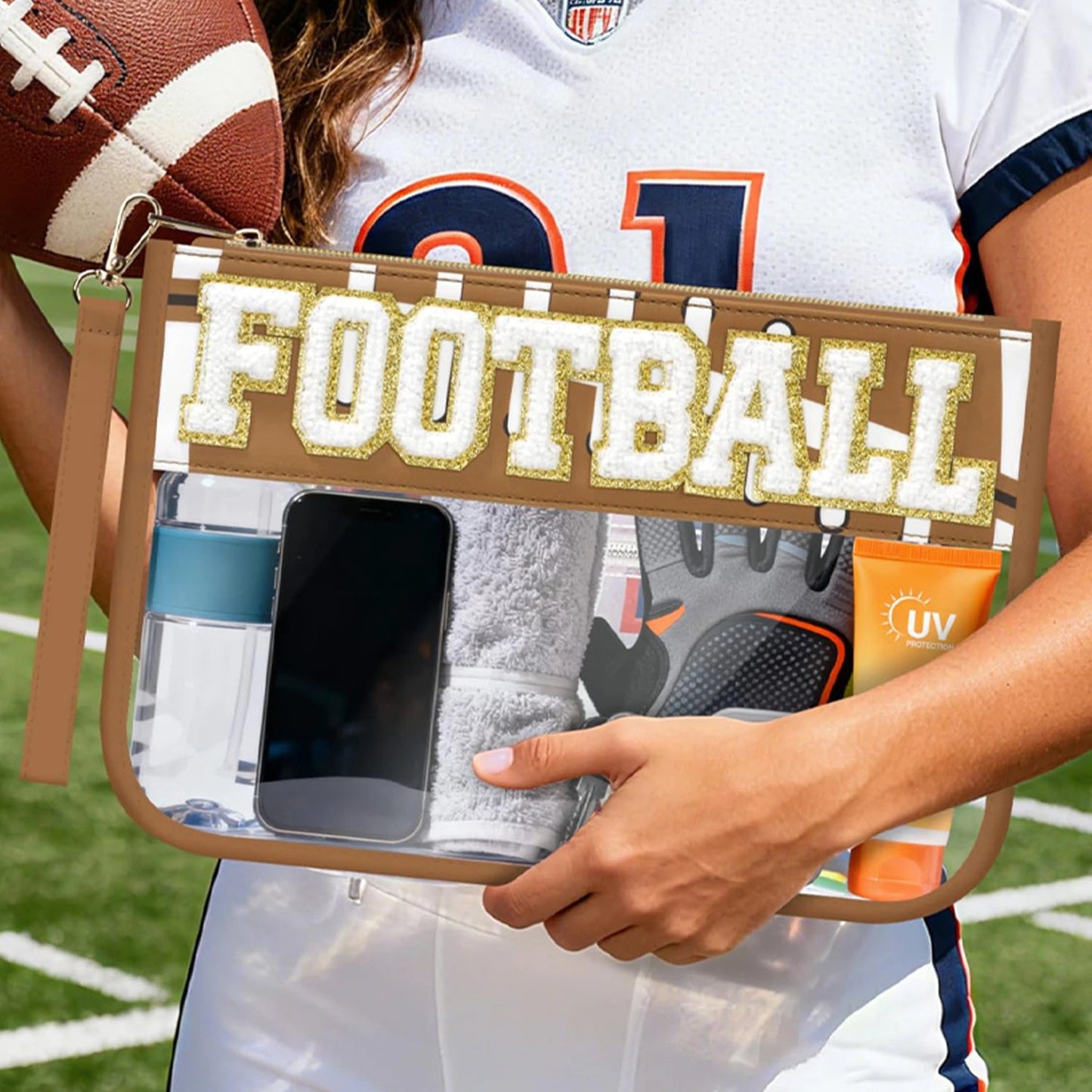 Letter Patch Game Day Clear Clutch