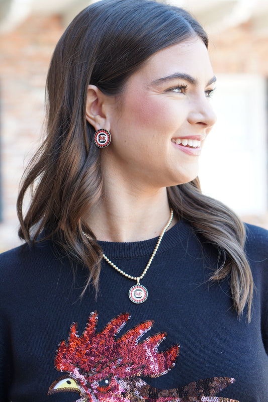 South Carolina Gamecocks Pave Disc Stud Earrings