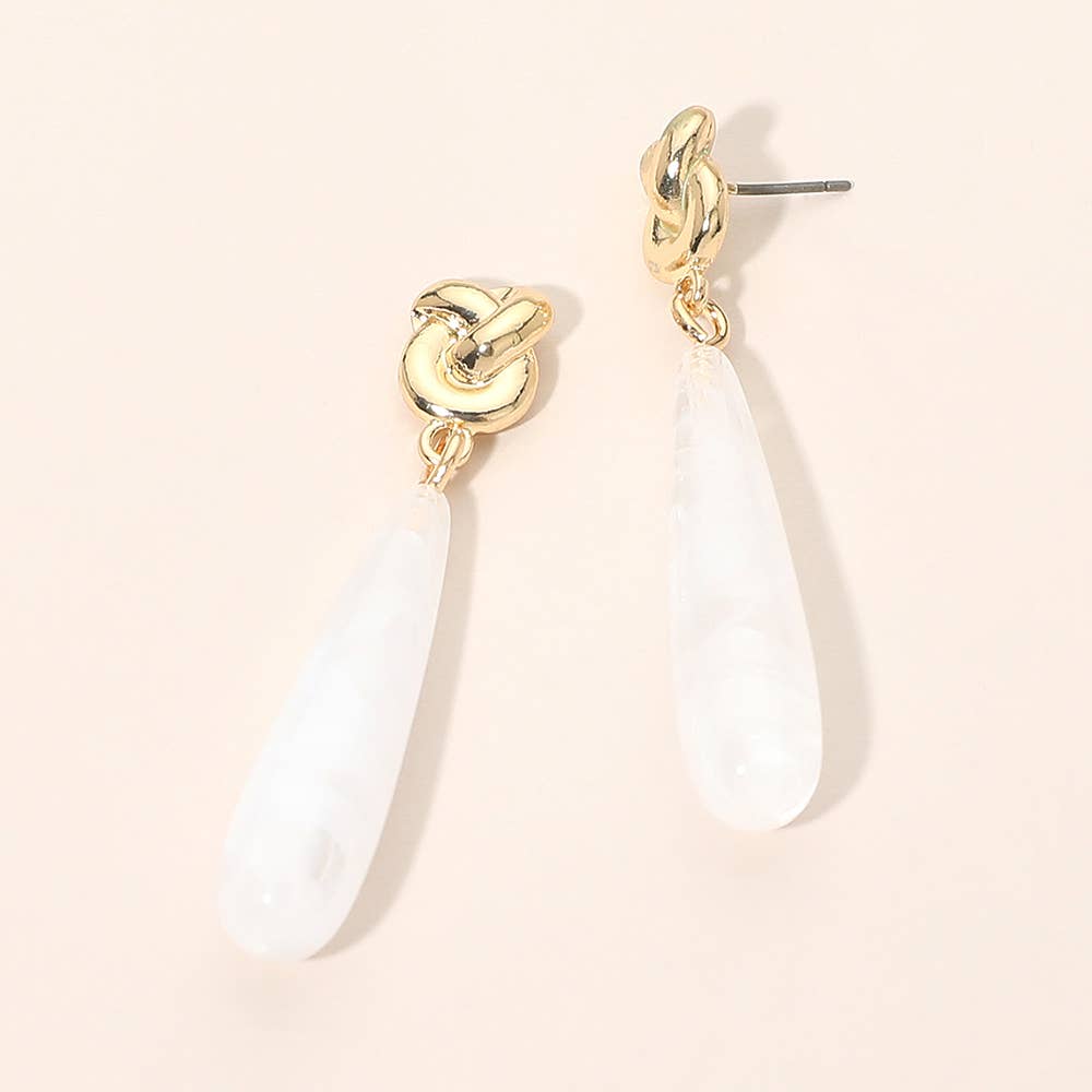 Knotted Top Resin Teardrop Drop Earrings