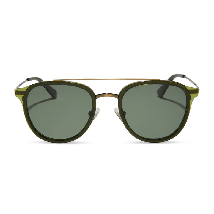 DIFF- Camden- Dark Olive Crystal G15 Polarized Sunglasses- Men's