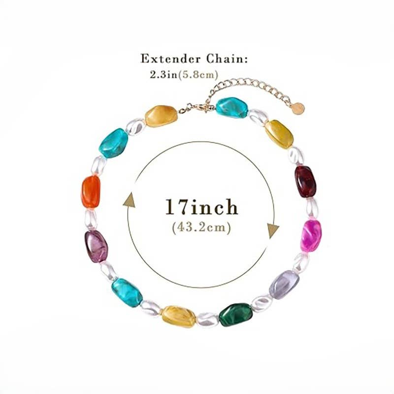 Adjustable Dopamine-Colored Resin Bead Necklace