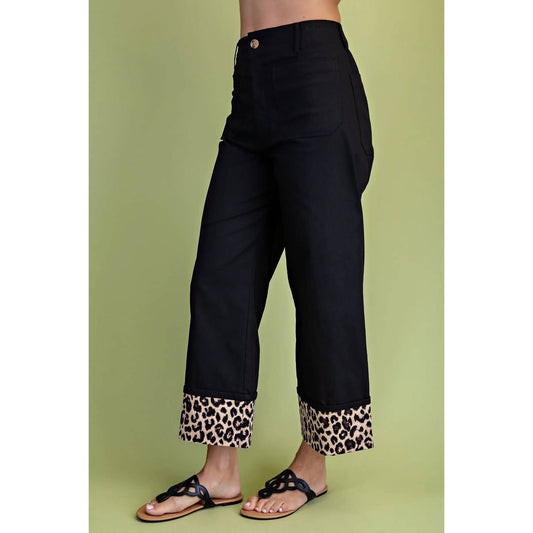 Pants with leopard cuff