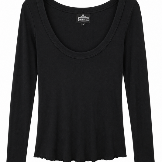 U-Neck Ribbed Tunic Top by Angie