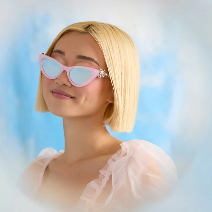 DIFF- Glinda Upland For Good- Glassy Pink Crystal Silver Flash Sunglasses