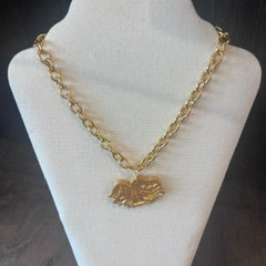 Gold Chain Necklace with Medium Gamecock 18"- by Hidden Truth