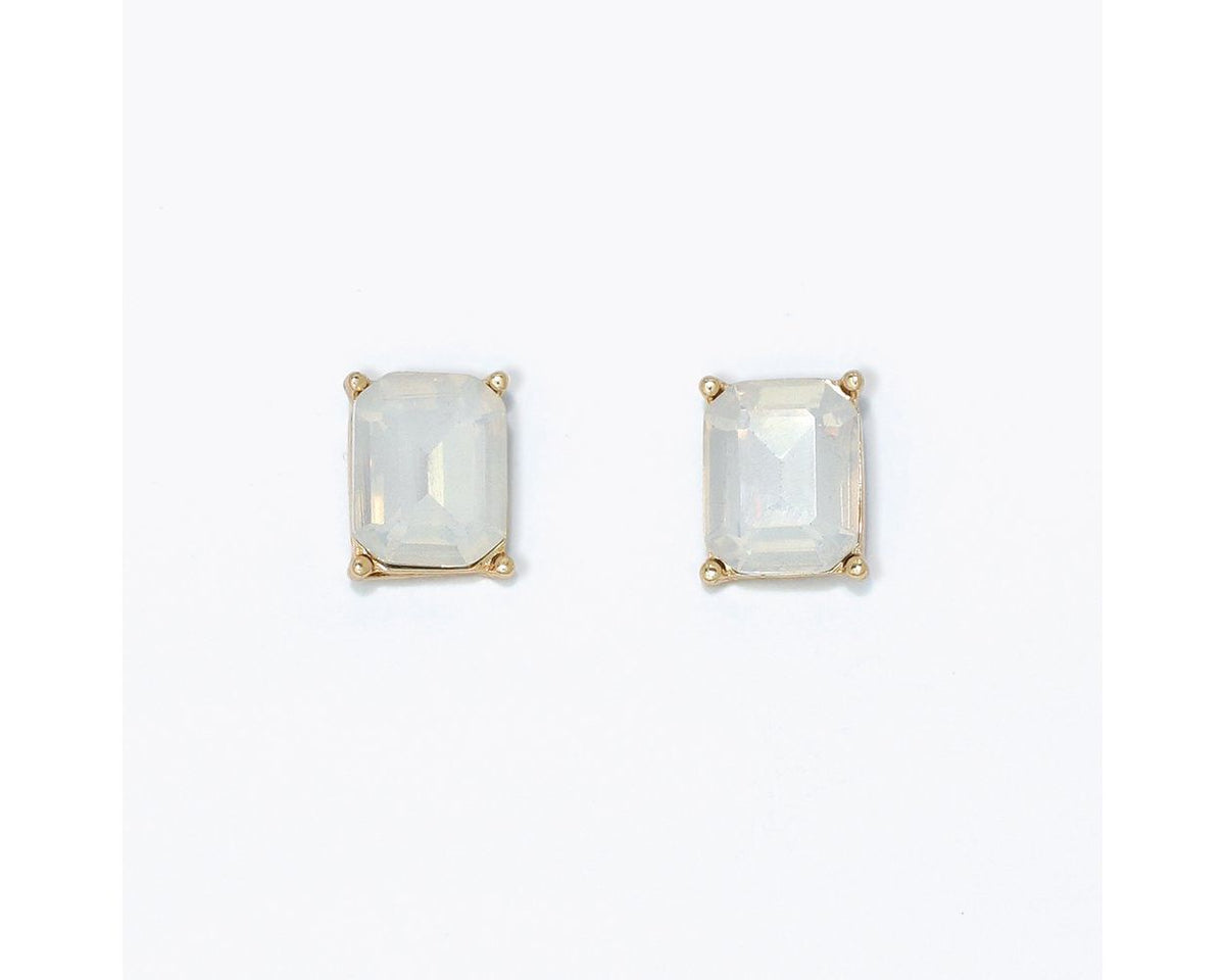 Faceted Winter-White Crystal Earrings by Periwinkle