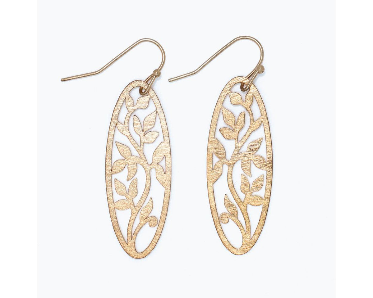 Brushed Gold Leaf Cutout Earrings by Periwinkle