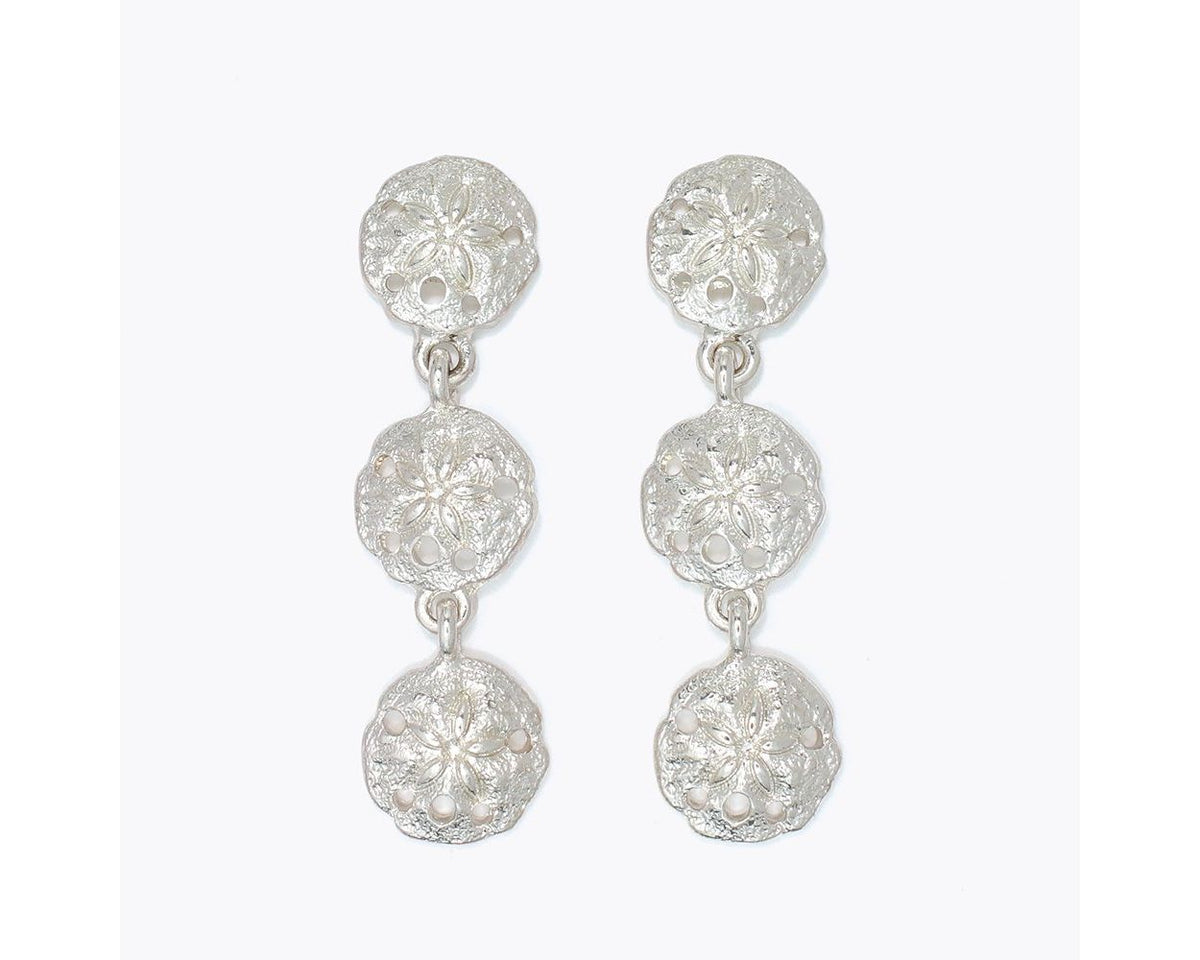 Textured Silver Sand Dollar Dangles by Periwinkle