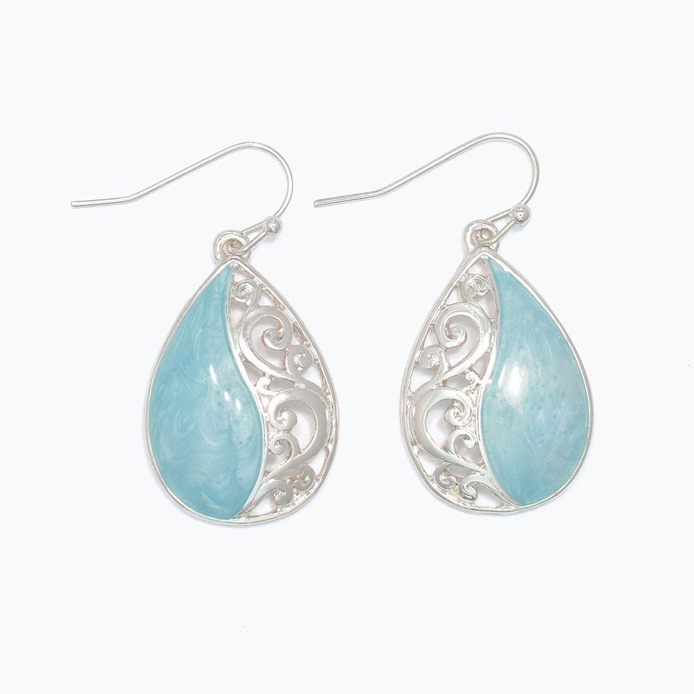 Sea Breeze Filigree Teardrop Earrings by Periwinkle