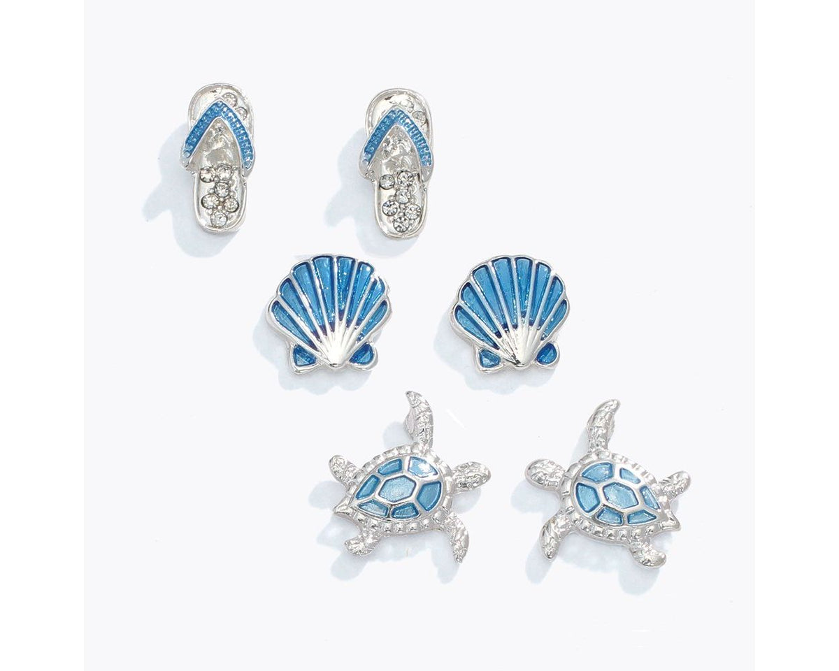 Ocean Blue Beach Trio Earrings by Periwinkle