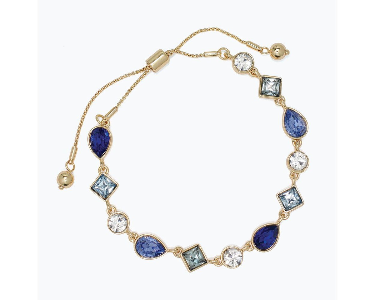 Linked Royal Blue and Clear Crystals Bracelet by Periwinkle