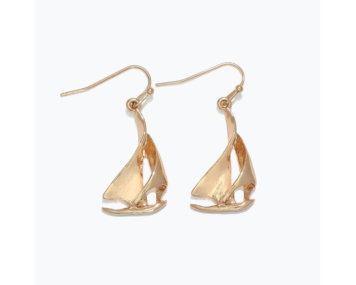 Graceful Gold Sail Boat Earrings by Periwinkle