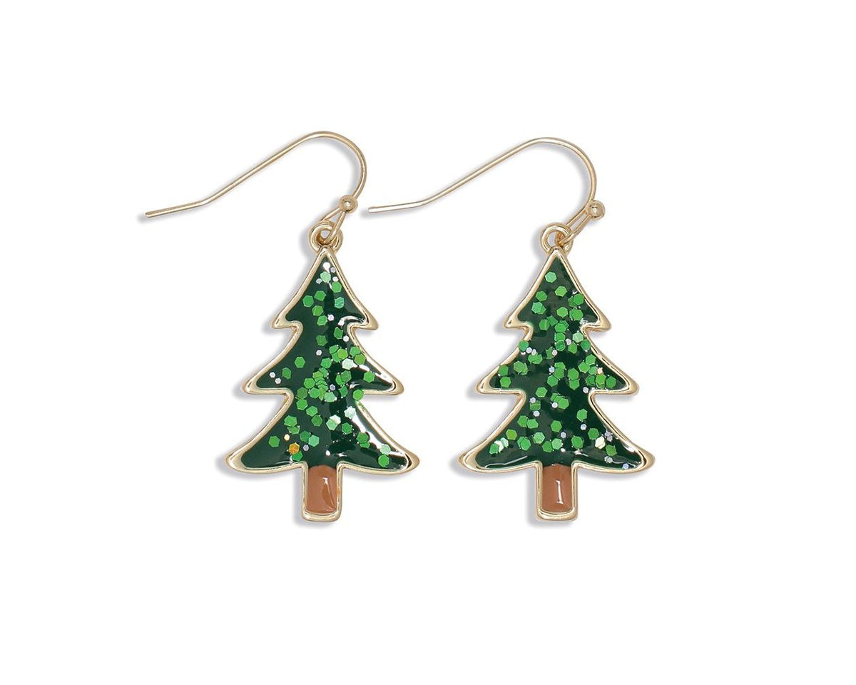 Winter Tree Earrings w/Holiday Sparkle by Periwinkle