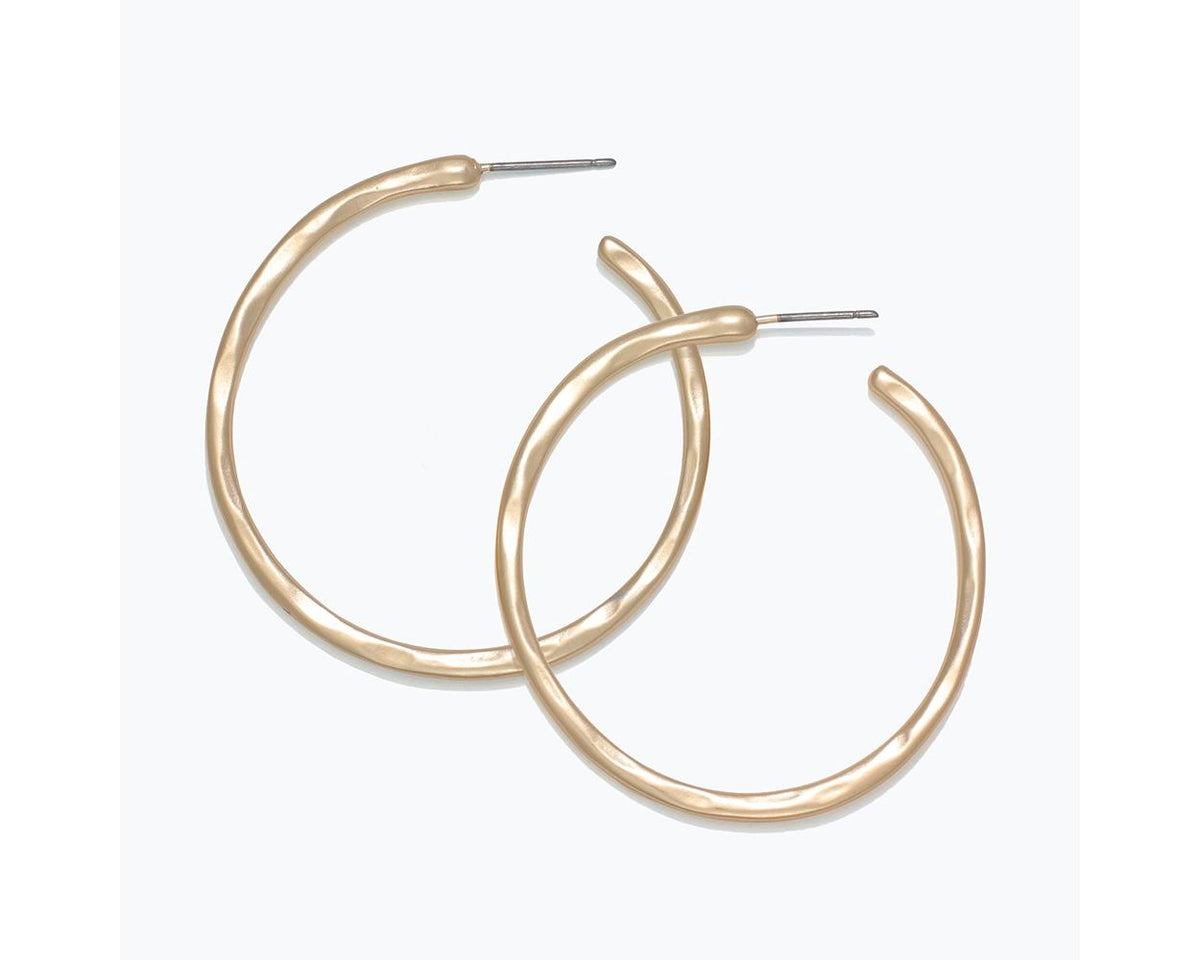 Hammered Matte Gold Hoops by Periwinkle