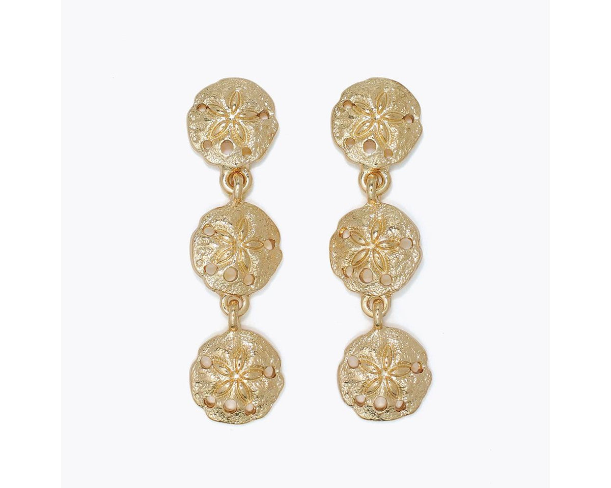 Textured Gold Sand Dollar Dangles by Periwinkle