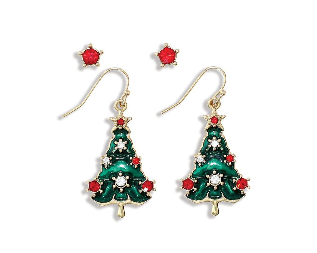 Red Crystals and Crystal Tree Earrings by Periwinkle