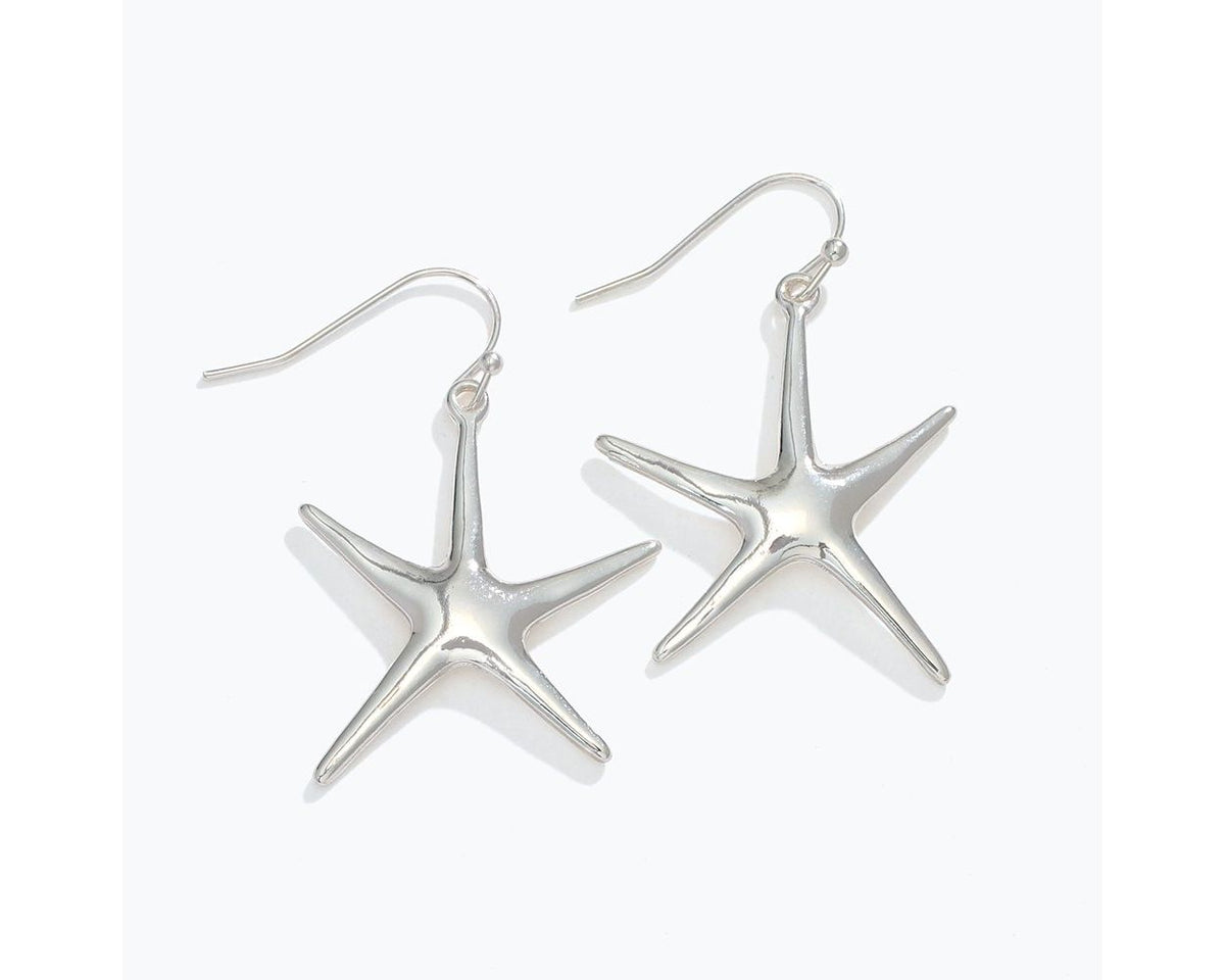 Fabulous Gleaming Silver Starfish Earrings by Periwinkle