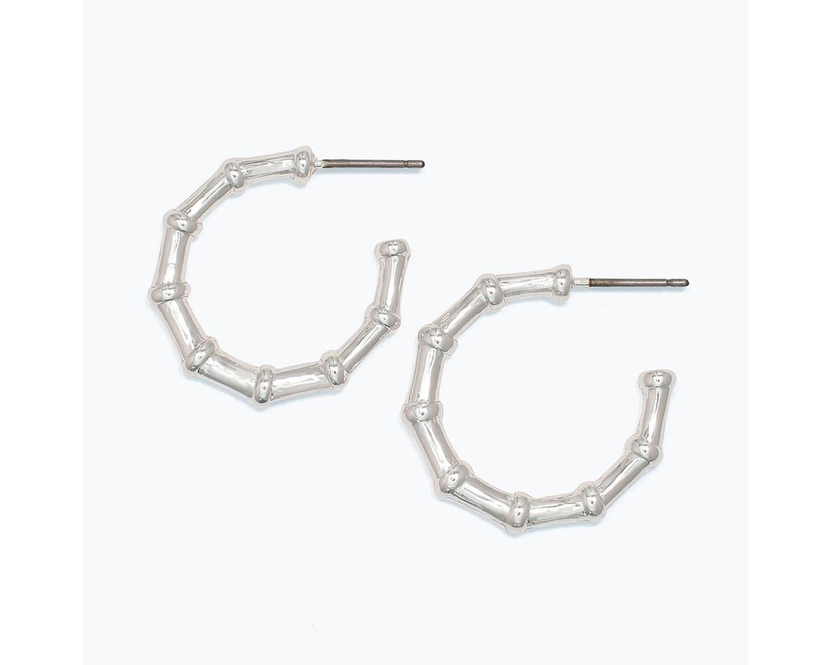Bamboo-Inspired Silver Hoops by Periwinkle