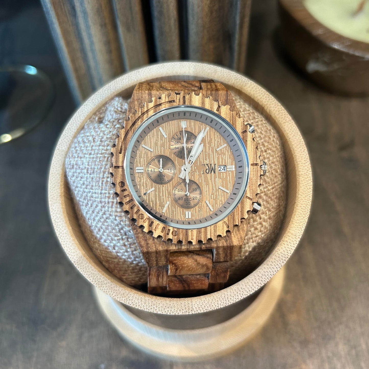 Natural Wood Chronograph Mens Watch