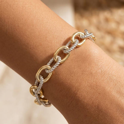 Gold Plated Two Tone Chain Bracelet