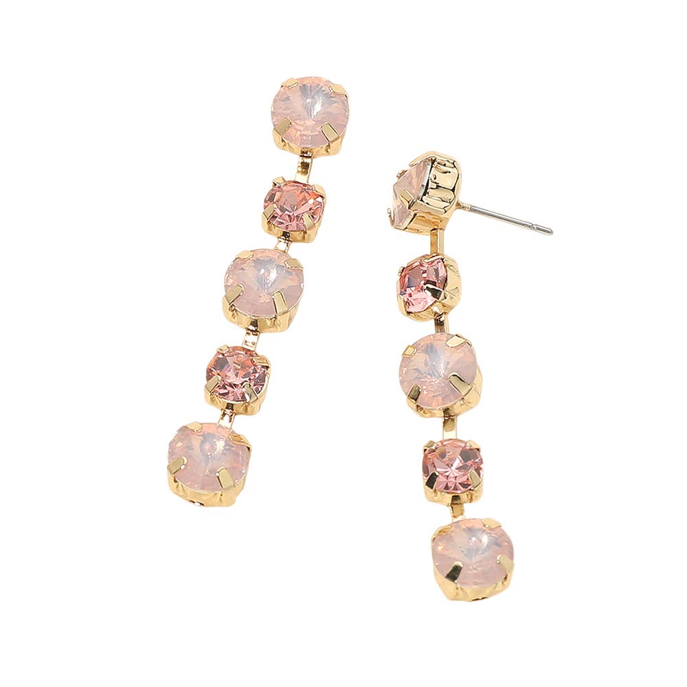 Round Stone Cluster Link Drop Earrings- Gold Dipped
