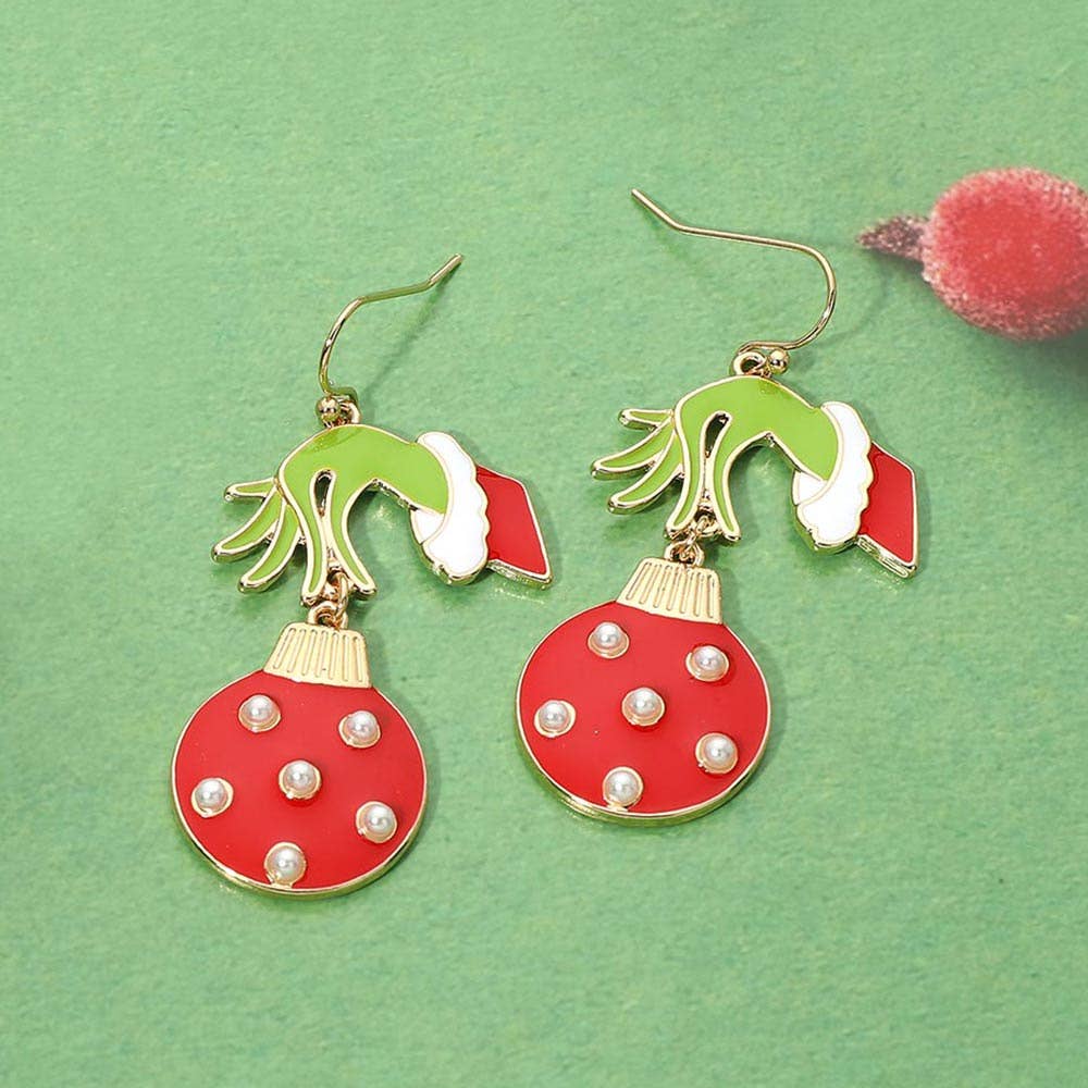 Grinch Christmas Ornament Earrings
