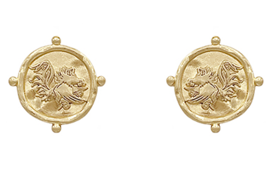 Vintage Coin Gamecock Earrings