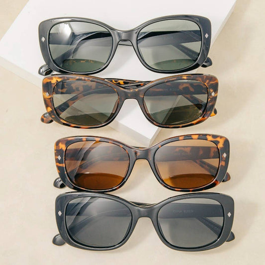 Chunky Wrap Rectangle With Diamond Stud Sunglasses