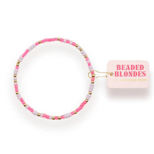 Hot Pink & Lilac Sprinkle Bracelet by Beaded Blondes