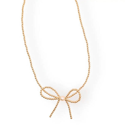 Gold Bow Necklace by Beaded Blondes