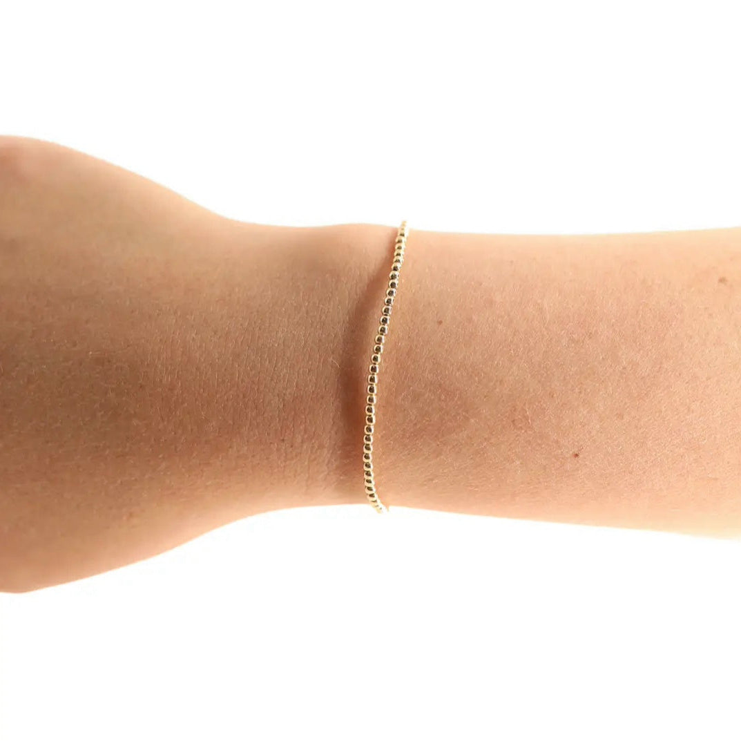 Gold Beaded Bracelet- 2mm- by Beaded Blondes