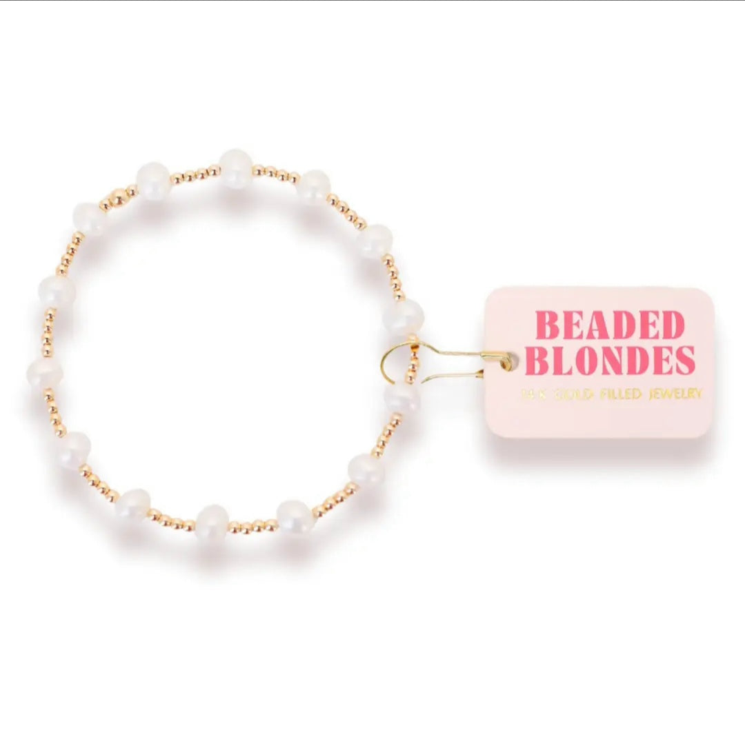 Lolo Pearl Bracelet in Gold by Beaded Blondes