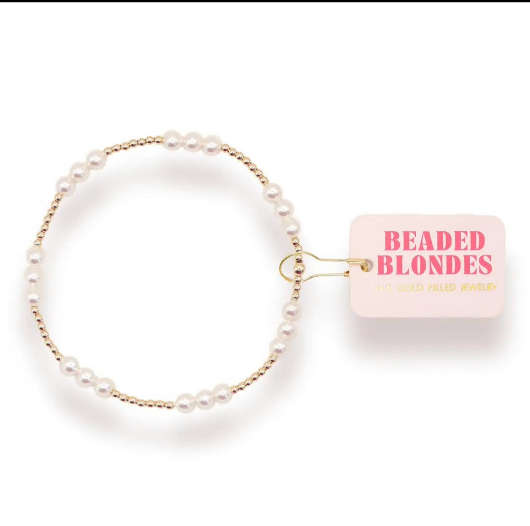 Ily Pearl Bracelet in Gold by Beaded Blondes