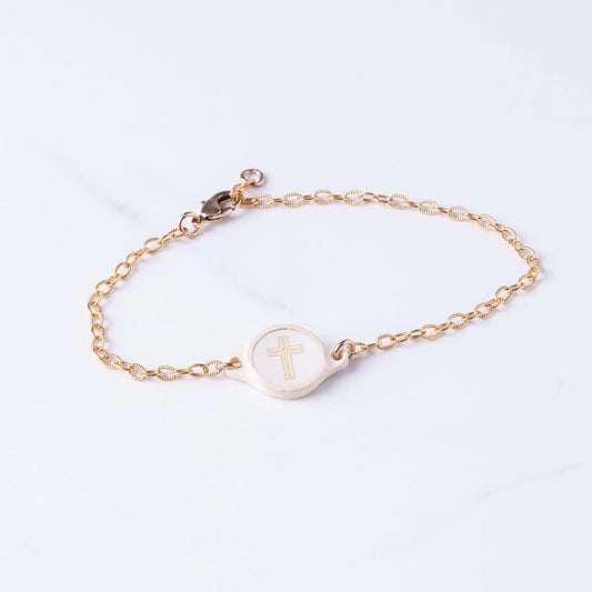 Tap To Pray® Survivor Series Bracelet 14K Dipped Vanilla Cross