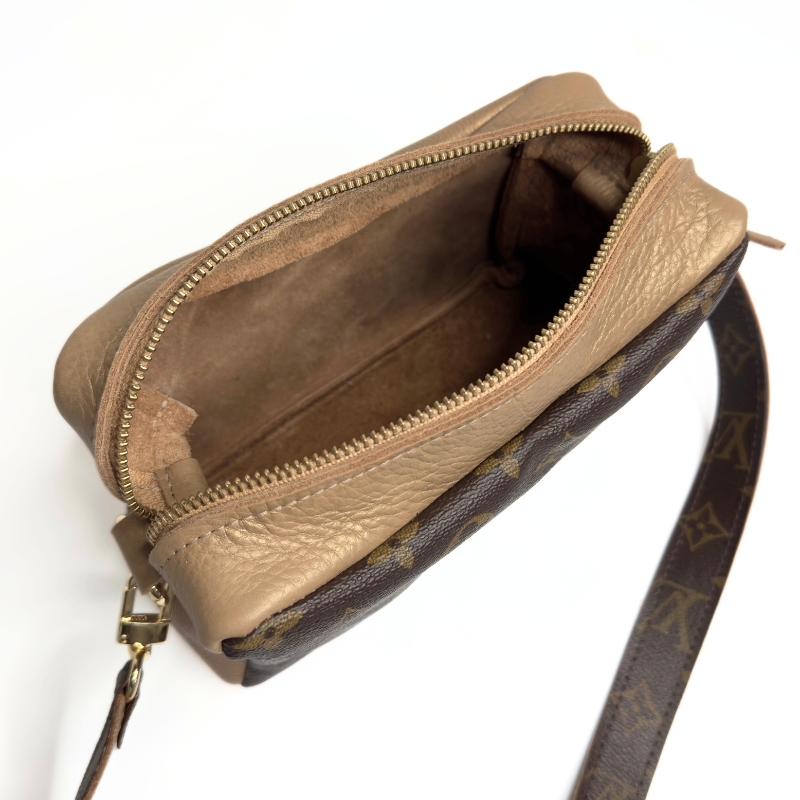 Val Shoulder Bag - Upcycled Monogram Full Front - Bronze
